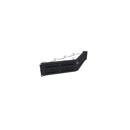 Commscope 48-PORT CAT6 IP5 PATCH PANEL, ANGLED 2U W/ LBL HLDRS & STRN UNPA-6-DM-2U-48